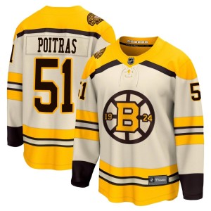 Youth Boston Bruins Matthew Poitras Fanatics Branded Premier Breakaway 100th Anniversary Jersey - Cream