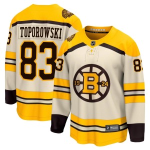 Youth Boston Bruins Luke Toporowski Fanatics Branded Premier Breakaway 100th Anniversary Jersey - Cream