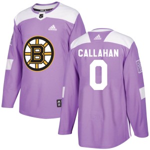 Men's Boston Bruins Michael Callahan Adidas Authentic Fights Cancer Practice Jersey - Purple