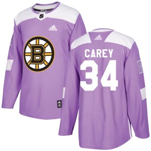 Men's Boston Bruins Paul Carey Adidas Authentic Fights Cancer Practice Jersey - Purple