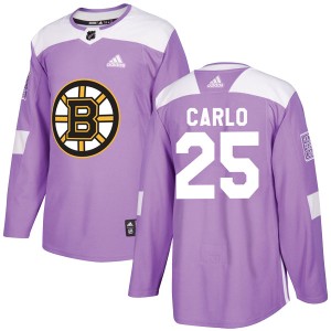 Men's Boston Bruins Brandon Carlo Adidas Authentic Fights Cancer Practice Jersey - Purple
