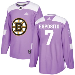 Men's Boston Bruins Phil Esposito Adidas Authentic Fights Cancer Practice Jersey - Purple