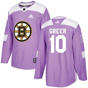 Men's Boston Bruins A.J. Greer Adidas Authentic Fights Cancer Practice Jersey - Purple