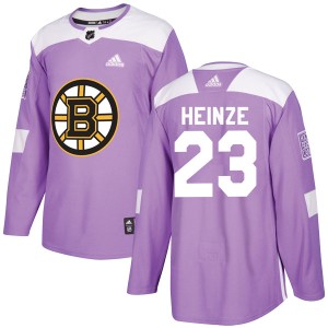 Men's Boston Bruins Steve Heinze Adidas Authentic Fights Cancer Practice Jersey - Purple