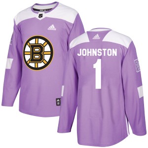 Men's Boston Bruins Eddie Johnston Adidas Authentic Fights Cancer Practice Jersey - Purple