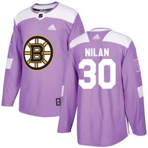 Men's Boston Bruins Chris Nilan Adidas Authentic Fights Cancer Practice Jersey - Purple