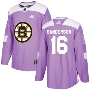 Men's Boston Bruins Derek Sanderson Adidas Authentic Fights Cancer Practice Jersey - Purple