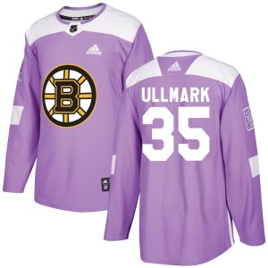 Men's Boston Bruins Linus Ullmark Adidas Authentic Fights Cancer Practice Jersey - Purple