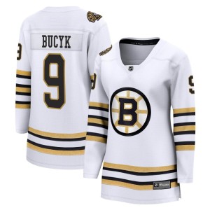 Women's Boston Bruins Johnny Bucyk Fanatics Branded Premier Breakaway 100th Anniversary Jersey - White