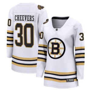 Women's Boston Bruins Gerry Cheevers Fanatics Branded Premier Breakaway 100th Anniversary Jersey - White