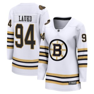 Women's Boston Bruins Jakub Lauko Fanatics Branded Premier Breakaway 100th Anniversary Jersey - White