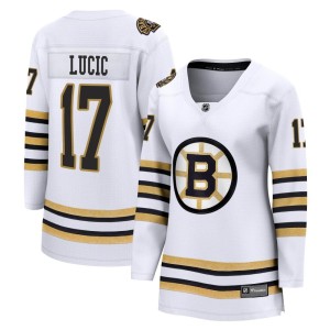 Women's Boston Bruins Milan Lucic Fanatics Branded Premier Breakaway 100th Anniversary Jersey - White