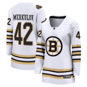 Women's Boston Bruins Georgii Merkulov Fanatics Branded Premier Breakaway 100th Anniversary Jersey - White