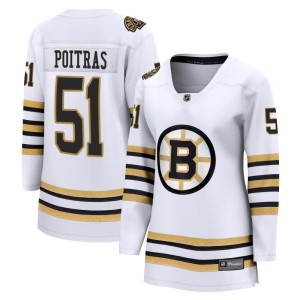 Women's Boston Bruins Matthew Poitras Fanatics Branded Premier Breakaway 100th Anniversary Jersey - White