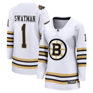 Women's Boston Bruins Jeremy Swayman Fanatics Branded Premier Breakaway 100th Anniversary Jersey - White