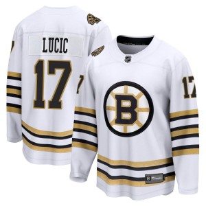 Youth Boston Bruins Milan Lucic Fanatics Branded Premier Breakaway 100th Anniversary Jersey - White