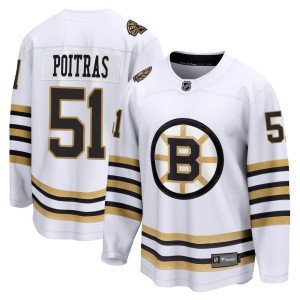 Youth Boston Bruins Matthew Poitras Fanatics Branded Premier Breakaway 100th Anniversary Jersey - White
