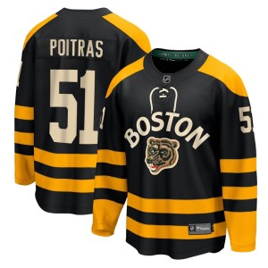 Men's Boston Bruins Matthew Poitras Fanatics Branded Breakaway 2023 Winter Classic Jersey - Black