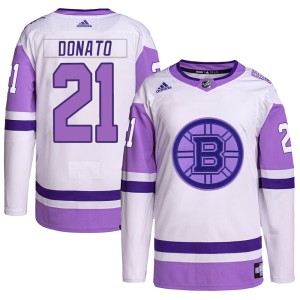 Men's Boston Bruins Ted Donato Adidas Authentic Hockey Fights Cancer Primegreen Jersey - White/Purple