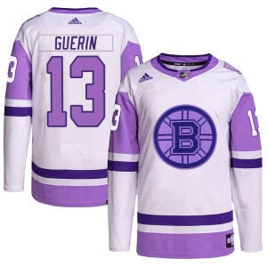 Men's Boston Bruins Bill Guerin Adidas Authentic Hockey Fights Cancer Primegreen Jersey - White/Purple