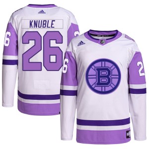 Men's Boston Bruins Mike Knuble Adidas Authentic Hockey Fights Cancer Primegreen Jersey - White/Purple
