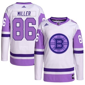 Men's Boston Bruins Kevan Miller Adidas Authentic Hockey Fights Cancer Primegreen Jersey - White/Purple