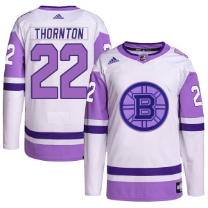 Men's Boston Bruins Shawn Thornton Adidas Authentic Hockey Fights Cancer Primegreen Jersey - White/Purple