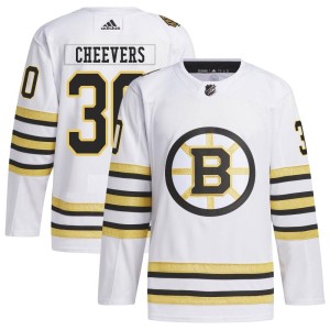 Men's Boston Bruins Gerry Cheevers Adidas Authentic 100th Anniversary Primegreen Jersey - White