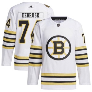 Men's Boston Bruins Jake DeBrusk Adidas Authentic 100th Anniversary Primegreen Jersey - White