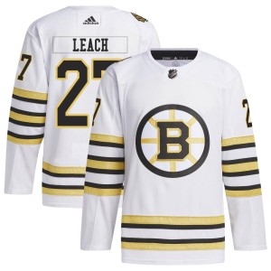 Men's Boston Bruins Reggie Leach Adidas Authentic 100th Anniversary Primegreen Jersey - White