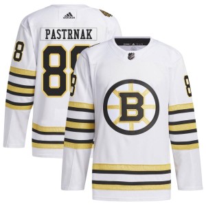 Men's Boston Bruins David Pastrnak Adidas Authentic 100th Anniversary Primegreen Jersey - White