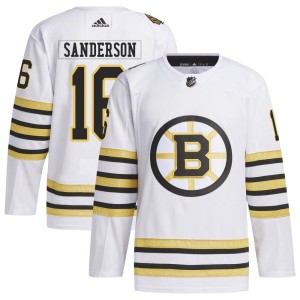 Men's Boston Bruins Derek Sanderson Adidas Authentic 100th Anniversary Primegreen Jersey - White