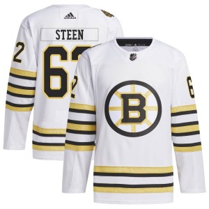 Men's Boston Bruins Oskar Steen Adidas Authentic 100th Anniversary Primegreen Jersey - White