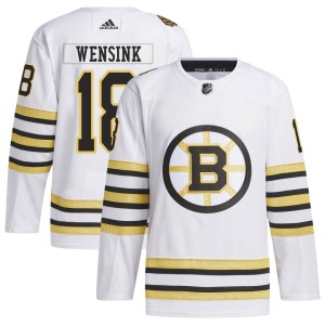 Men's Boston Bruins John Wensink Adidas Authentic 100th Anniversary Primegreen Jersey - White