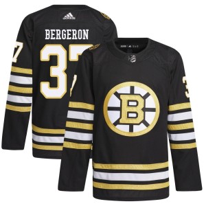 Youth Boston Bruins Patrice Bergeron Adidas Authentic 100th Anniversary Primegreen Jersey - Black