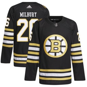 Youth Boston Bruins Mike Milbury Adidas Authentic 100th Anniversary Primegreen Jersey - Black