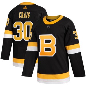 Youth Boston Bruins Jim Craig Adidas Authentic Alternate Jersey - Black