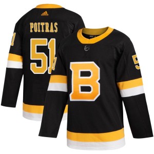 Youth Boston Bruins Matthew Poitras Adidas Authentic Alternate Jersey - Black