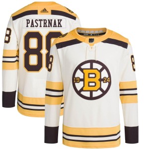 Youth Boston Bruins David Pastrnak Adidas Authentic 100th Anniversary Primegreen Jersey - Cream