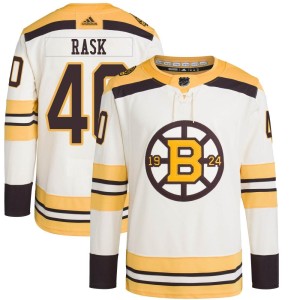Youth Boston Bruins Tuukka Rask Adidas Authentic 100th Anniversary Primegreen Jersey - Cream
