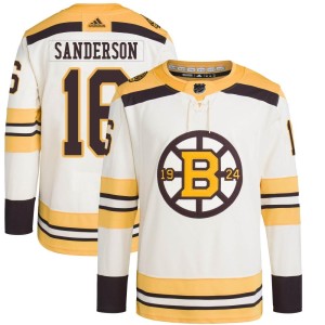 Youth Boston Bruins Derek Sanderson Adidas Authentic 100th Anniversary Primegreen Jersey - Cream