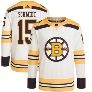 Youth Boston Bruins Milt Schmidt Adidas Authentic 100th Anniversary Primegreen Jersey - Cream