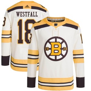Youth Boston Bruins Ed Westfall Adidas Authentic 100th Anniversary Primegreen Jersey - Cream