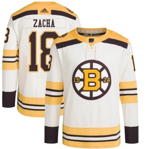Youth Boston Bruins Pavel Zacha Adidas Authentic 100th Anniversary Primegreen Jersey - Cream