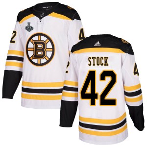 Men's Boston Bruins Pj Stock Adidas Authentic Away 2019 Stanley Cup Final Bound Jersey - White