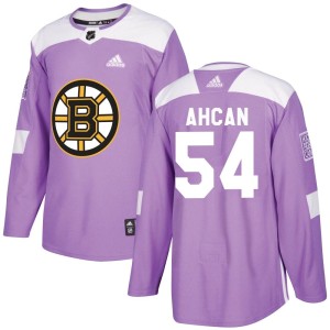 Youth Boston Bruins Jack Ahcan Adidas Authentic Fights Cancer Practice Jersey - Purple