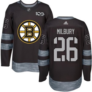 Men's Boston Bruins Mike Milbury Authentic 1917-2017 100th Anniversary Jersey - Black