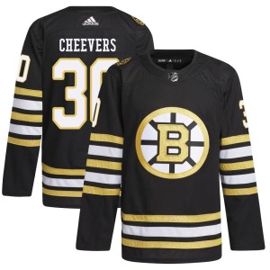 Men's Boston Bruins Gerry Cheevers Adidas Authentic 100th Anniversary Primegreen Jersey - Black