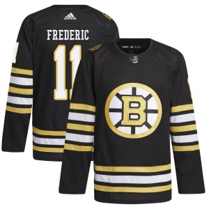 Men's Boston Bruins Trent Frederic Adidas Authentic 100th Anniversary Primegreen Jersey - Black
