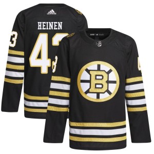 Men's Boston Bruins Danton Heinen Adidas Authentic 100th Anniversary Primegreen Jersey - Black